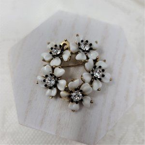 Kramer Circle Flower Pin Brooch Rhinestones